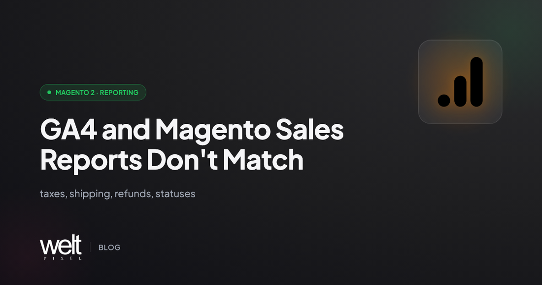 GA4 and Magento sales reports don't match: taxes, shipping, refunds, statuses