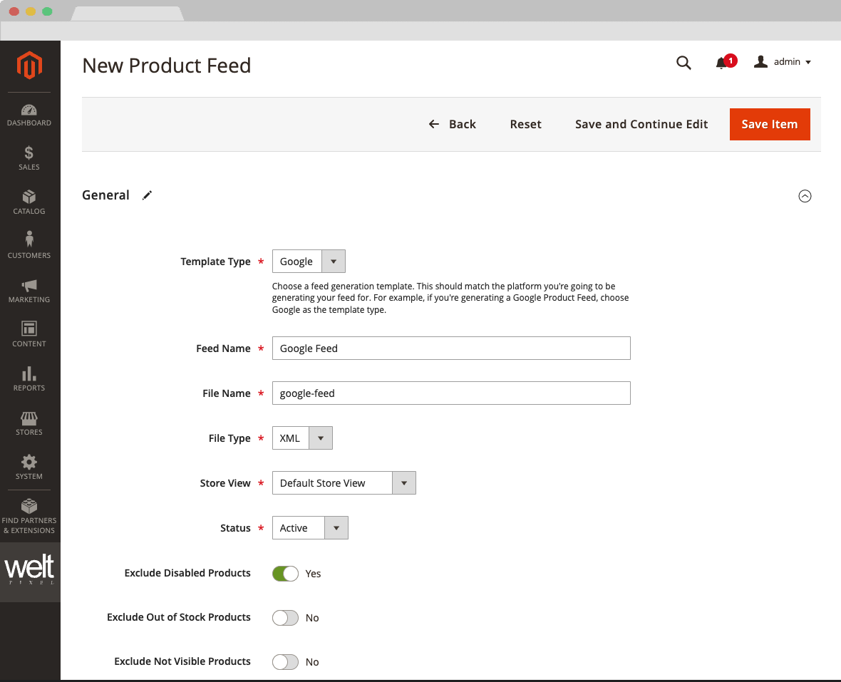 WeltPixel Product Feed Configuration Options 1