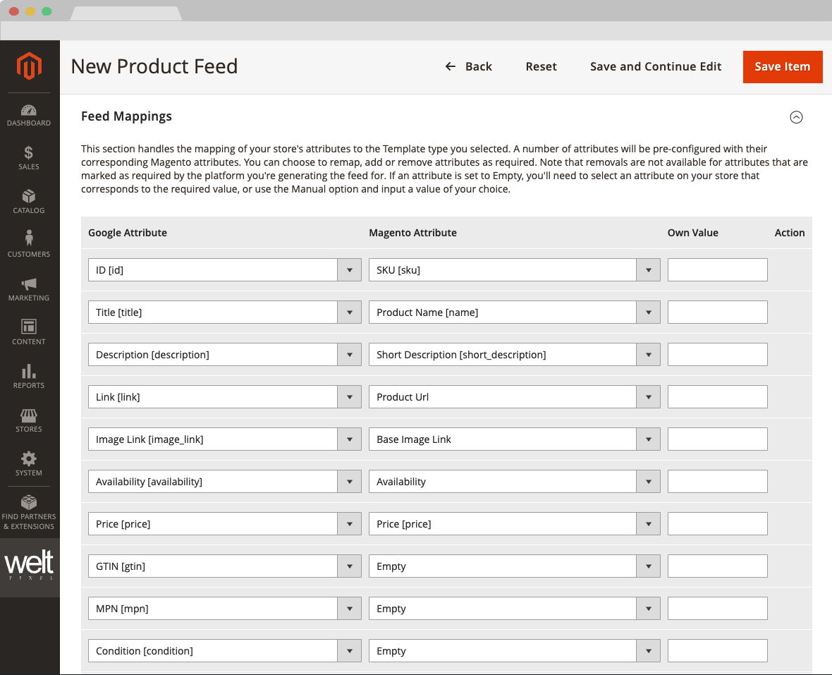 WeltPixel Product Feed Configuration Options 2